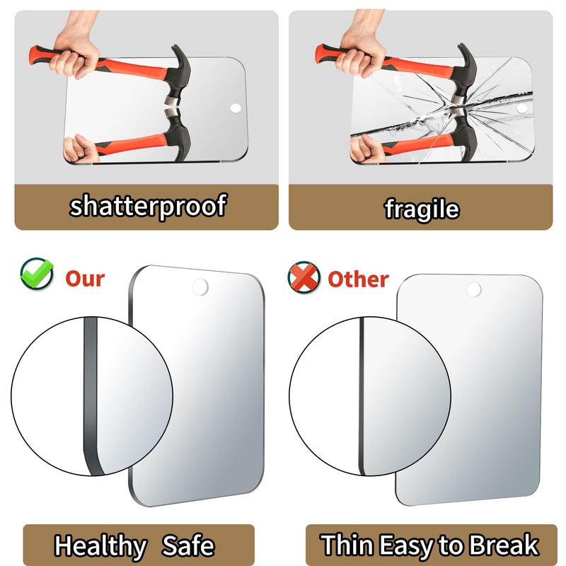 2 Pack Shower Mirror for Shaving, Medium 8 x 6