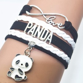 HCChanshi Panda Bracelet Jewelry Bear Infinity Love Panda Charm Bracelet For Adult Panda Fans, Panda lovers, Panda Themed Bracelets (Black and White)