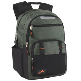 Trail maker Reflective Backpacks with 30 Piece Supplies Kits Prefilled 18 Inch Dual Compartment Backpack Sets (Green Pack Set)