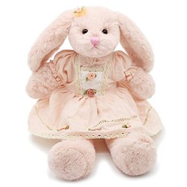 Small Soft Stuffed Animal Bunny Rabbit Plush Toy for Baby Girls 15inch (Pink Rabbit Wearing Pink Vintage Dress)