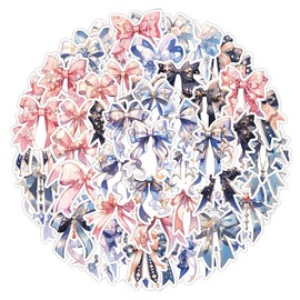 Bows Stickers 50Pcs Cute Waterproof Cartoon Bowknot Stickers for Water Bottle Notebook Scrapbook Laptop Skateboard Luggage Cars Bike Guitar,Vinyl Trendy Kawaii Sticker for Teens Adults Girls