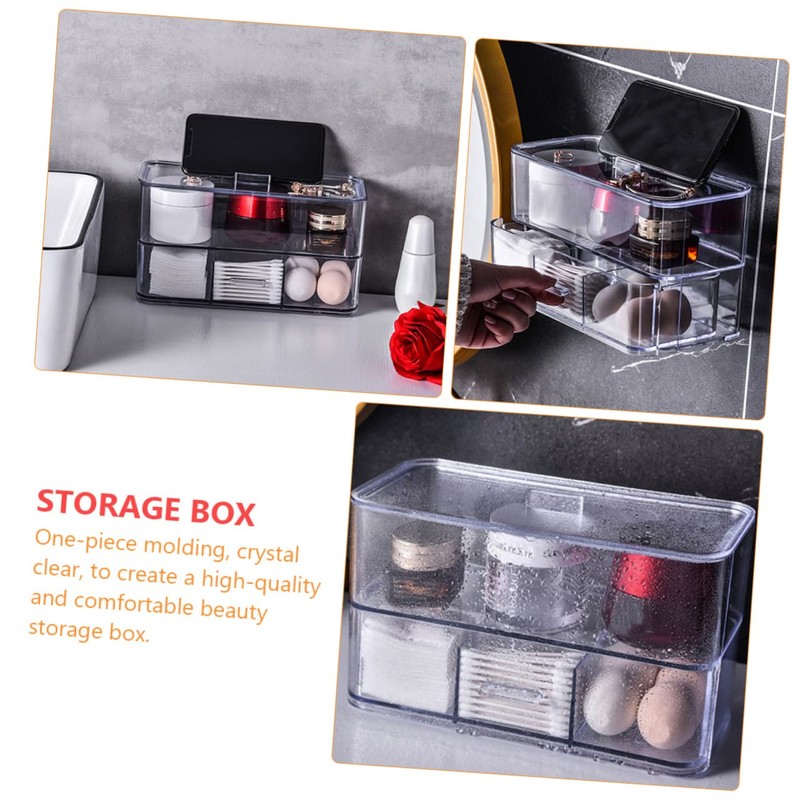 WOONEKY Bathroom Wall-mounted Storage Box Cosmetic Organizer for Makeup and
