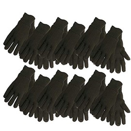 Midwest Gloves & Gear - Guantes de jersey para adultos, color marrón, paquete grande de 12 de EE. UU