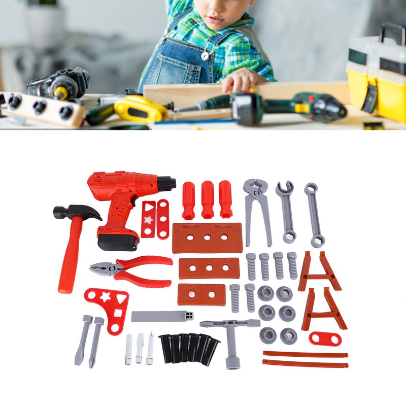 42pcs Kids Simulation Repair Tool Set Hammer Wrench Electric Drill