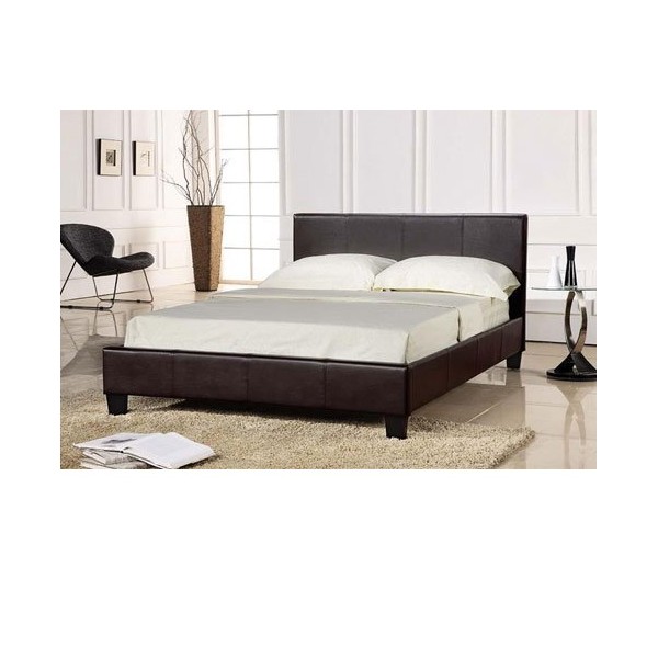 Comfy Living Double 4ft6 CHOCOLATE Faux Leather bed Prado + Tanya Mattress