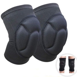 Rodilleras deportivas, rodilleras de esponja gruesa, rodilleras transpirables para prevención de colisiones para deportes al aire libre, correr, gimnasio, baloncesto, voleibol (negro, 1 par)