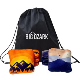 Big Ozark Competition Cornhole Bags Set of 8, Regulation Professional Weight Corn Hole Bean Bags for Tournament Play, Dual Sided Stick & Slick with Waterproof Pellets & Drawstring Bag, Orange & Blue