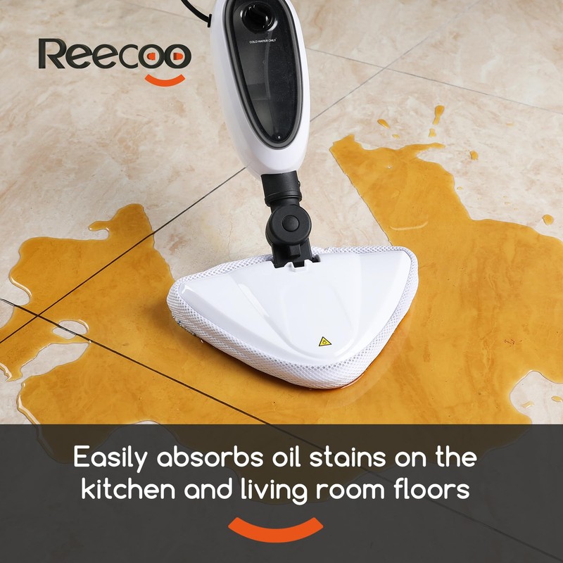 REECOO Steam Mop with Attachments,20s Rapid Heating,Lightweight Floor Steamer for