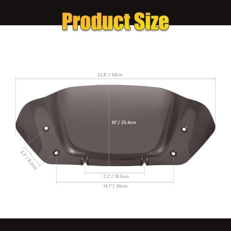 10" Wave Windshield Windscreen Wind Splitter fits for Harley Touring