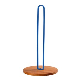 TONLEA Wood Paper Towel Holder, Paper Towel Holder Countertop,Kitchen Towel Holder Free-Standing with Non-Slip Wooden Base(Blue)