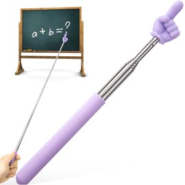 Pndeyo Retractable Teacher Pointers, Mini Portable Finger Pointer Stick, Cute Pointing Finger Stick Teach Supplies for Classroom Reading- Purple