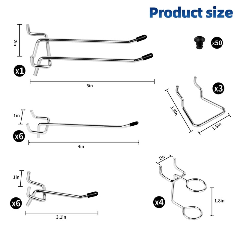 Hivio Pegboard Hooks 100 Pcs, Heavy Duty Peg Board Hooks,
