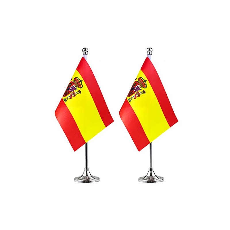 WXTWK 2 Pack Spain Flag Spanish Desk Flag Small Mini