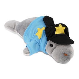 DolliBu Grey Manatee Police Officer Plush Toy - Soft Grey Manatee Cop Stuffed Animal Dress Up with Cute Cop Uniform and Cap Outfit - Gift with Personalization - 9 Inches