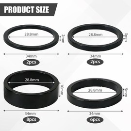 BCYSNR Pack of 18 Spacer Bicycle Spacers, Bicycle Stem Spacer Set, Ahead Stem 1 1/8 Inch, Durable and Corrosion Resistant Aluminium (Black/2 mm/3 mm/5 mm/10 mm)