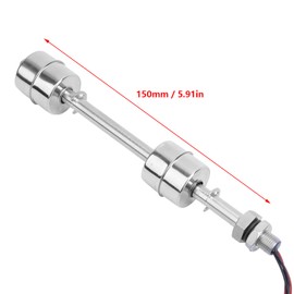 Water Level Sensor, 12V Ball Float Switch, Double Ball Stainless Steel Level Sensor Float Switch for Water Tank, Pool and Aquarium (Float 250 mm) (Floating Body 150 mm)