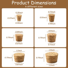 TAHULIK 30PCS Natural Corks Stoppers, Assorted Sizes, Soft Wood Tapered