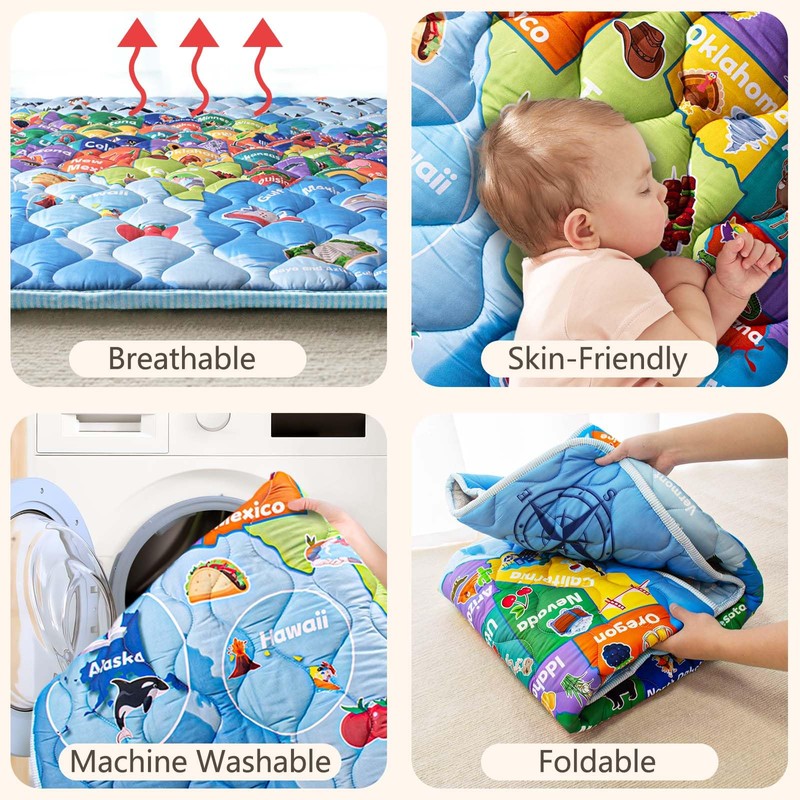 Beavtaens Baby Play Mat, 50x50 Playpen Mat with Super Soft