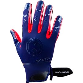 MASSOV ALLSZN All Weather Women's Football Gloves - Receiver Gloves with Superior Grip Even When Wet - Football Gear (Navy/Red, Medium)