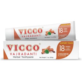 Vicco Vajradanti Ayurvedic Herbal Toothpaste by Vicco – 70 Year Legacy of Ayurveda, Cinnamon Flavour, with 18 Ayurvedic Herbs & Barks, 100% Natural, Vegan, Fluoride-Free & Cruelty-Free – 7 oz (1 Pack)