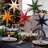 5PCS Flocked Paper Star Lantern with Lights Christmas Paper Stars