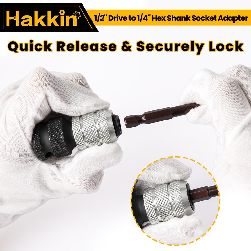 Impact Driver Socket Adapter Hakkin 1/2 Square Drive to 1/4