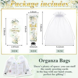 Swiffen 24 Sets Baby Shower Hand Cream Bulk Shower thank you Favors Bridal Thank You Appreciation Hand Cream for Guests Travel Size Lotion with Organza Bags