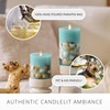 Luminara Flameless LED Candle Soft Teal Embedded Seashell & Starfish