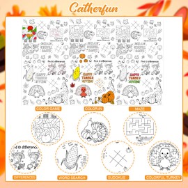 DIYASY Thanksgiving Coloring Tablecloth for Kids, Giant Fall Coloring Poster Turkey Pumpkin 88 x 54 inches Disaposible Paper Table Cover Jumbo Coloring Sheets for Classroom Party Supplies Favor
