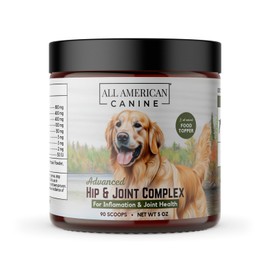 All American Canine Advanced Hip & Joint Complex Mobility Support Powdered Supplement Food Topper for Working, Hunting & Sports Dogs, 90 Servings
