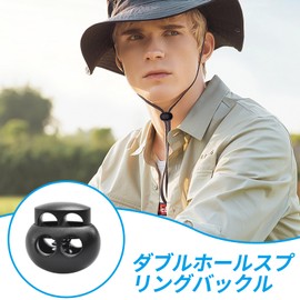 ZHEJIA Spring Cord Stoppers (Pack of 10), 2 Holes, Cord Stoppers for 2 Laces, Cord Stoppers with Hole Diameter: Approx. 0.2 inches (6 mm), For Repairing Shoes, Hats, Backpacks, Clothes, Athletic Clothes, Etc., DIY Accessories, Rope Stoppers, Black