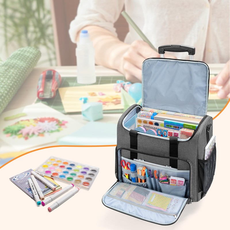 Trunab Rolling Scrapbook Tote Craft Organizers and Storage with Wheels,