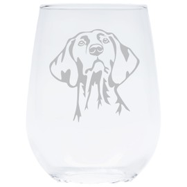 Vizsla themed, dog stemless wine glass, 17 oz.