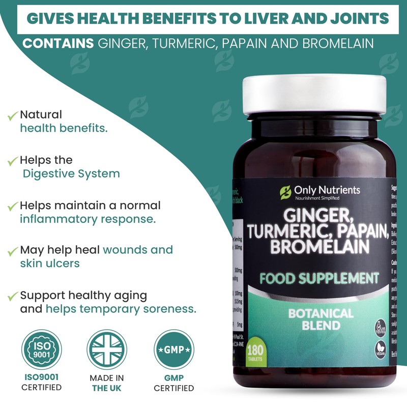 Only Nutrients | Ginger Turmeric Bromelain & Papain with Black