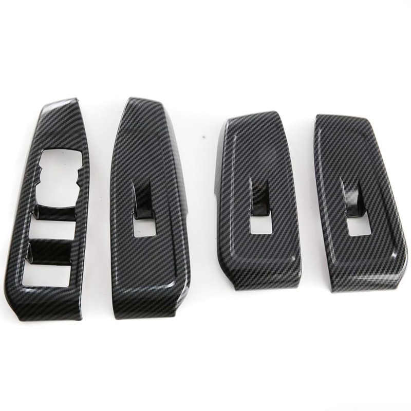 4PCS Carbon Fiber Style Car Window Controls Panel Glass Lift