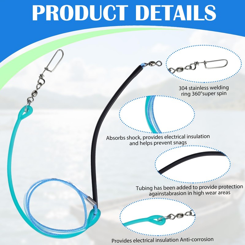 JolliLudo 2 Pcs 30''/60'' Fishing Downrigger Weight Snubber with 2
