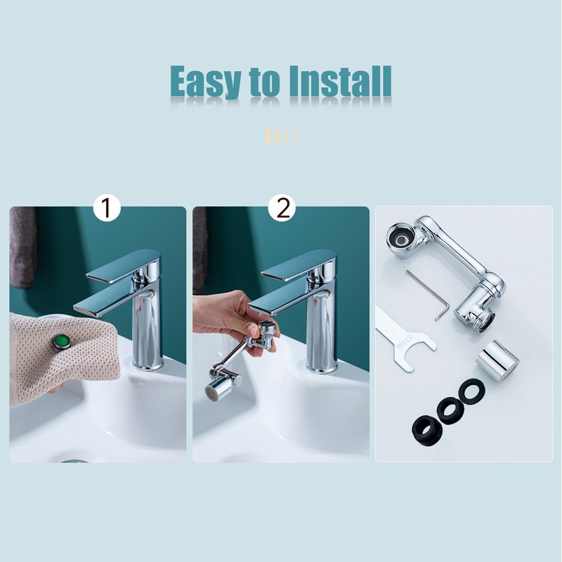 1080°Swivel Faucet Extender With 2 Spray Modes Sink Rotating Faucet