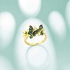 Santuzza 925 Sterling Silver Butterfly Ring Green Gemstone Cubic Zirconia