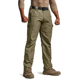 CQR Men's Tactical Pants, Water Resistant Ripstop Cargo Pants, Lightweight EDC Work Hiking Pants, Outdoor Apparel, Raider Soil Green, 44W x 32L