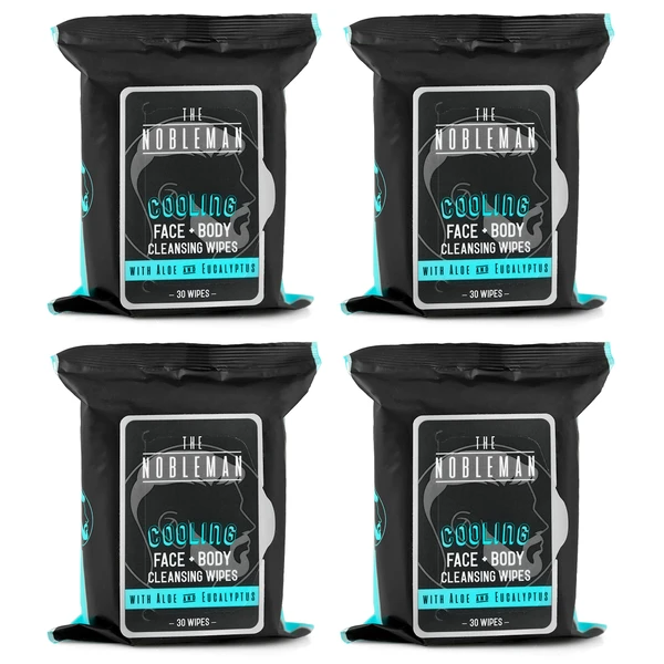 Men's Cooling Face + Body Cleansing Wipes - 4 Pack