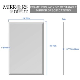 YJYDD Bathroom Mirror Mirrors and More Rectangle Frameless Bevel Polish Wall Mirror for Bath 24 X 36 Functional Easy to Install Design Simple Elegance Mirrors for Bathroom