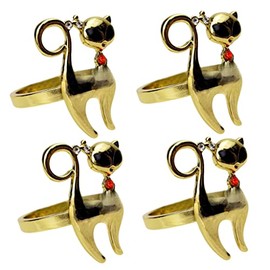 eBoutik – Set of 4 Cat Table Decoration Napkin Rings - Table Napkin Holders for Valentine's, Weddings & Thanksgiving - Kitten Cat