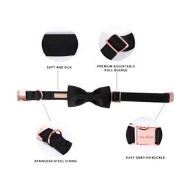 Unique style paws Dog Collar, Black Silk Dog Collar with Bow, Soft Bow Tie, Adjustable Pet Collar, Gift for Female or Male Small Dogs