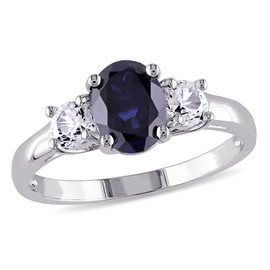 2.64 Carat (ctw) Lab-Created Blue Sapphire and White Sapphire Ring in Sterling Silver