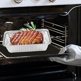 BBQ Aluminium Oven FOIL Trays Food Disposable Container Tray Roasting Baking, 20cm x 11cm x 6cm - Ideal for Home & Catering