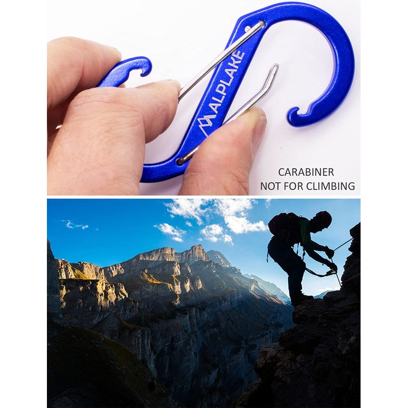 ALPLAKE ® - Pack of 4 Material Carabiners, Double Carabiner,