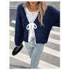 Milumia Women's Tie Front Bow Cardigan Contrast Binding V Neck