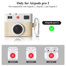 Dayinkes Compatible with Airpods Pro 2nd/1st Generation Case with Keyring, Camera Design for AirPods Pro 2 Case 2022/2023, Shockproof Case Compatible with Airpods Pro 2nd/1st (Beige)