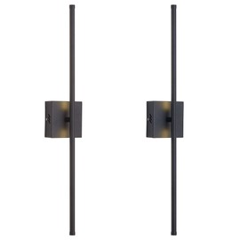 KARTOOSH Modern Wall Sconces Set of Two, Dimmable Hardwired Wall Sconces, 350° Rotate, LED Matte Black Wall Light Fixtures, 3000K Warm Light Wall Lamp for Bathroom, Living Room, 27.8 Inch (2 Pack)