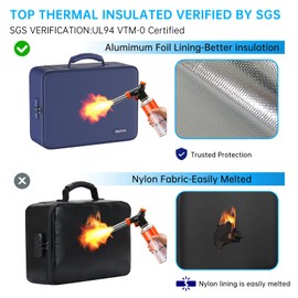 ENGPOW 5200℉ Fireproof File Organizer Bag with 13 Pocket Accordion File Folder,Document Organizer Box with Lock&Labels,Multi-Layer Portable Home Travel Safe Storage Box for Important Documents,Blue